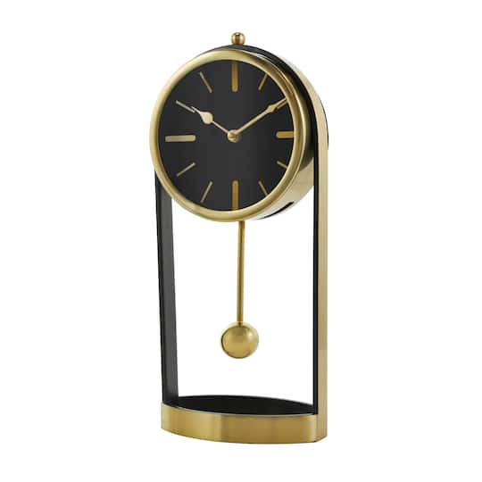 15&#x22; Gold Aluminum Tall Clock with Swinging Ball Pendulum